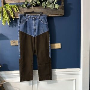 Wrangler Men's PRO GEAR Blue/brown Canvas Jeans/Pants Hunting 36/32 EUC